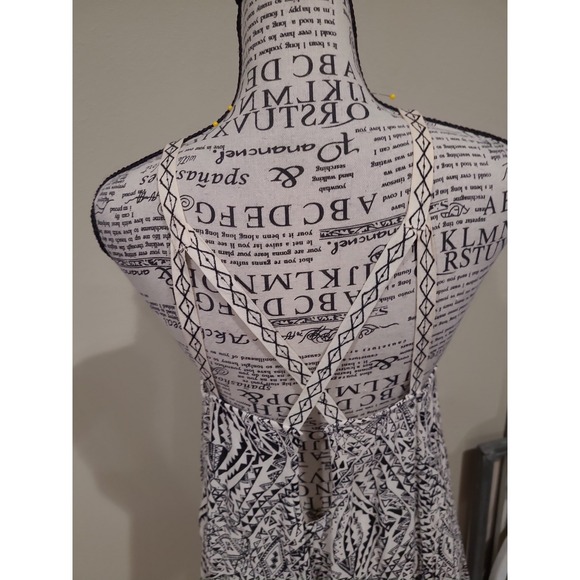 QED London abstract black white.strappy flowy dress festival boho Women SZ M - Picture 6 of 12